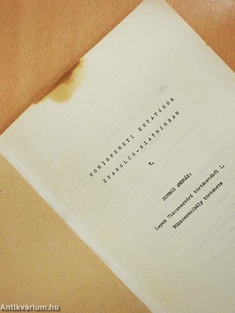 Lapok Tiszavasvári történetéből I.