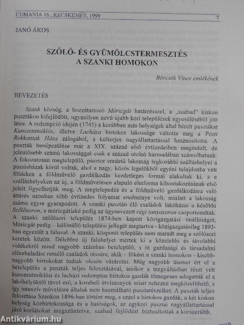 Szőlő- és gyümölcstermesztés a szanki homokon (dedikált példány)