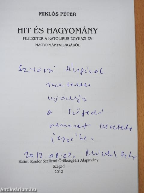 Hit és hagyomány (dedikált példány)