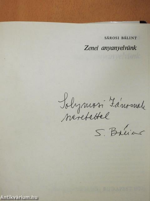Zenei anyanyelvünk (dedikált példány)