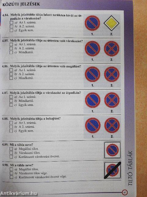 KRESZ-teszt könyv személygépkocsi-vezetők részére