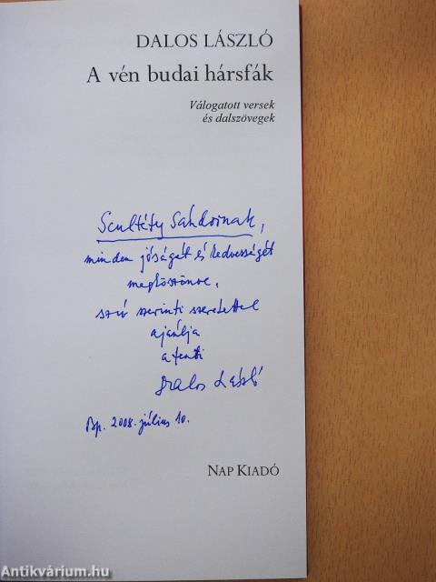 A vén budai hársfák (dedikált példány)