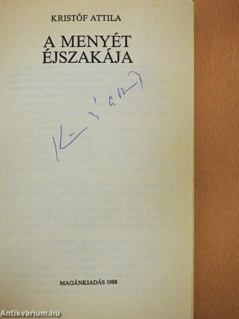 A menyét éjszakája (aláírt példány)