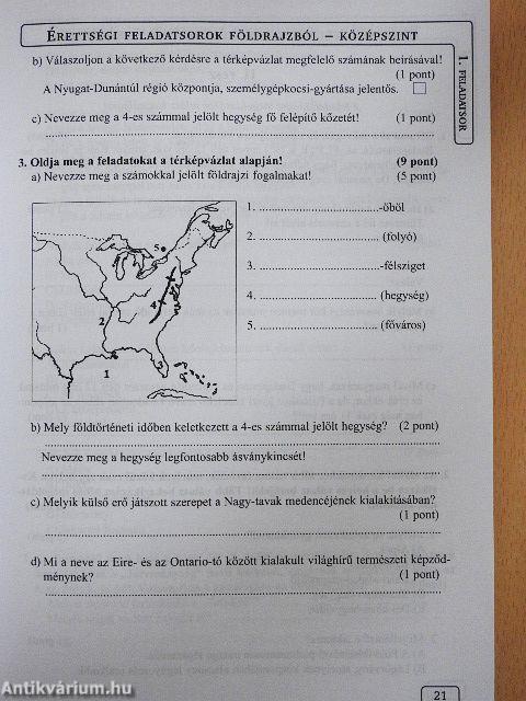Érettségi feladatsorok földrajzból