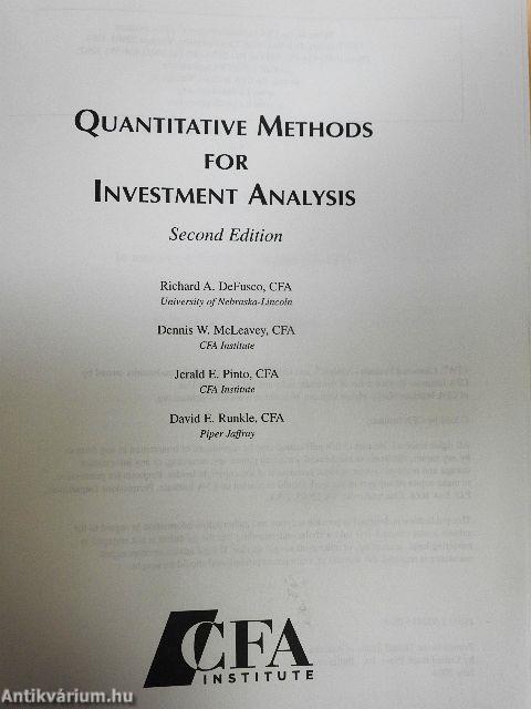 Quantitative Methods for Investment Analysis
