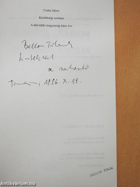 Kisebbségi sorsban (dedikált példány)