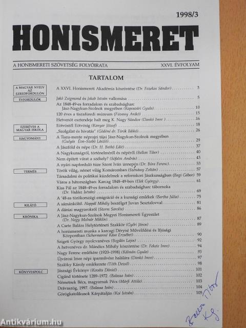 Honismeret 1998/3. (aláírt példány)