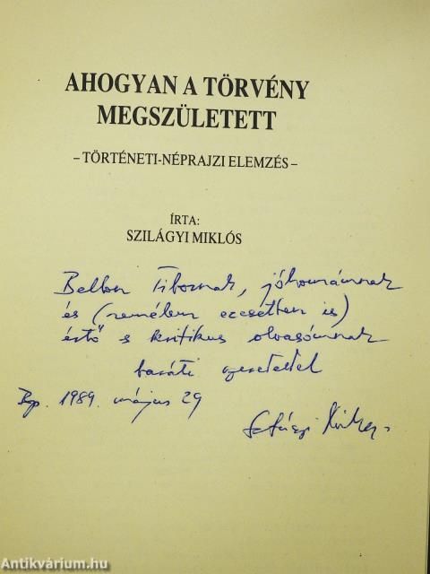 1888. XIX. törvénycikk a halászatról és végrehajtási utasítása (dedikált példány)