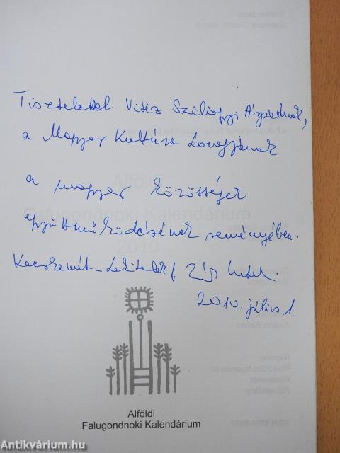 Alföldi falugondnoki kalendárium 2010 (dedikált példány)