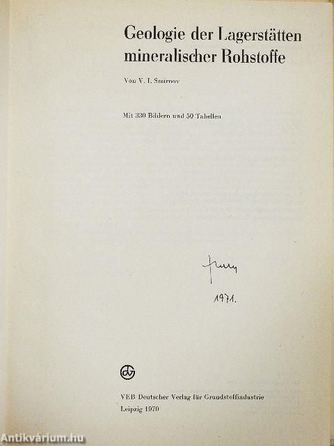 Geologie der Lagerstätten mineralischer Rohstoffe