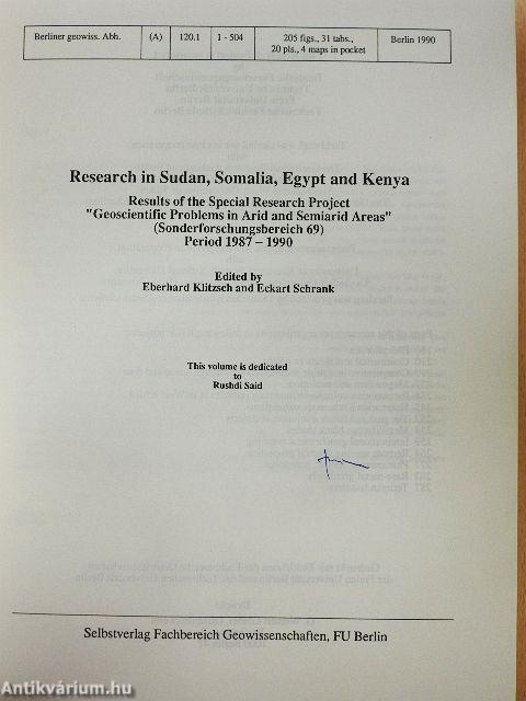 Research in Sudan, Somalia, Egypt and Kenya