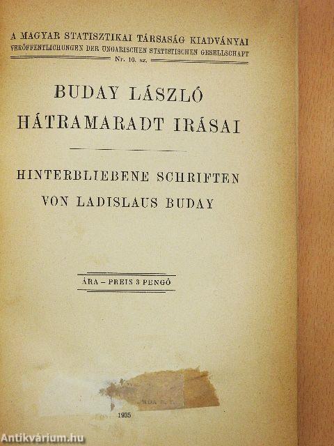 Buday László hátramaradt irásai