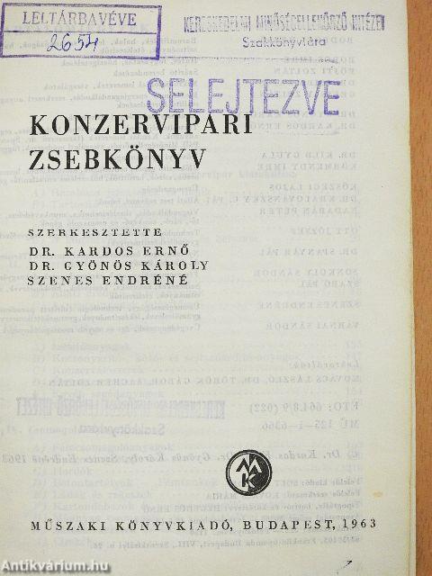 Konzervipari zsebkönyv