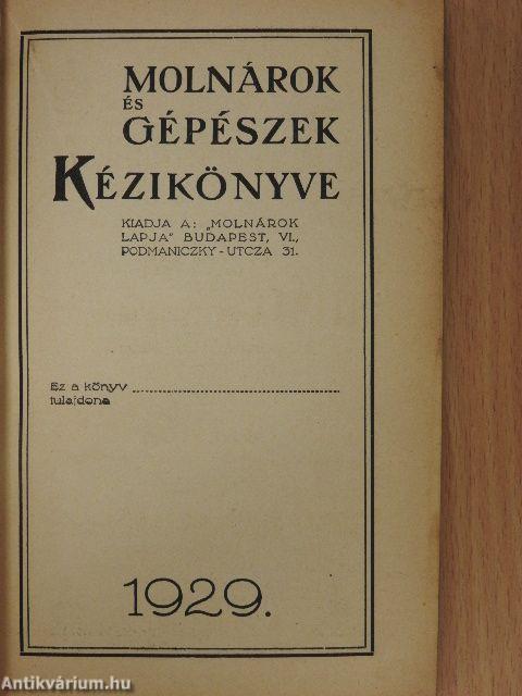 Molnárok és gépészek kézikönyve 1929