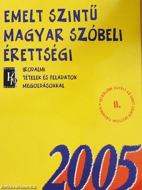 Emelt szintű magyar szóbeli érettségi