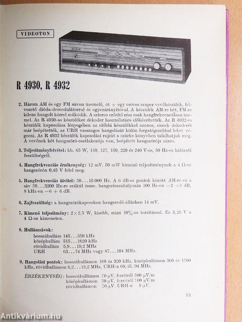 Rádió és televízió vevőkészülékek 1970-1971