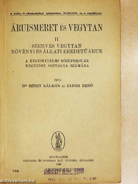 Áruismeret és vegytan II.