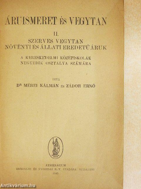 Áruismeret és vegytan II.