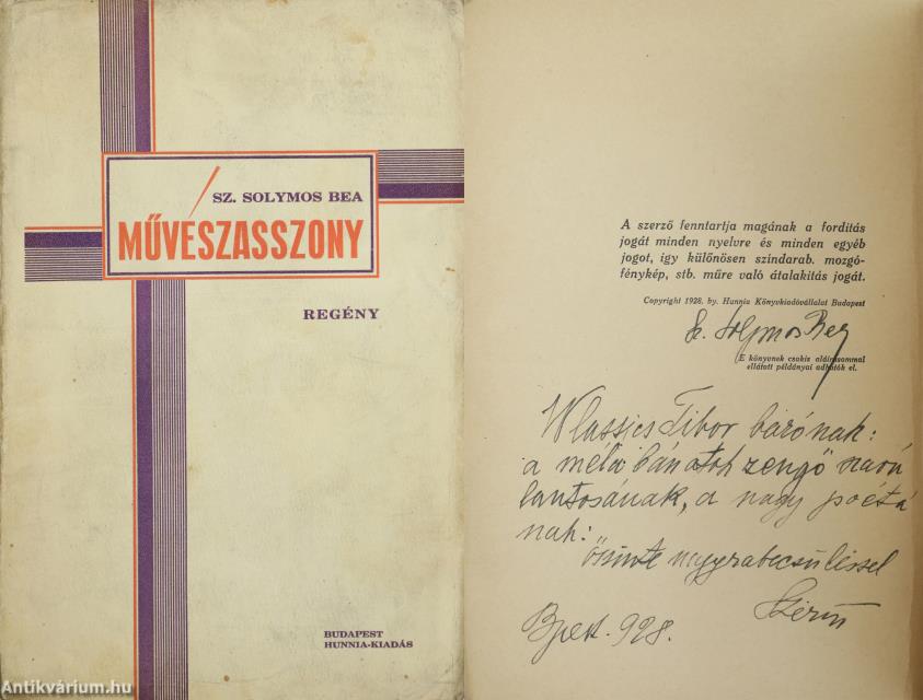 Művészasszony (dedikált példány)
