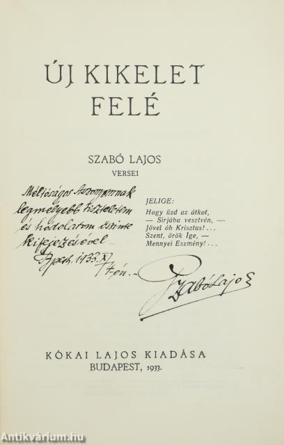 Új kikelet felé (dedikált példány)