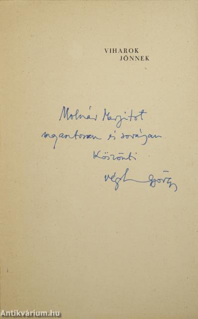 Viharok jönnek (dedikált példány)