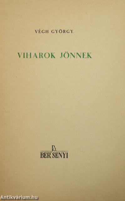 Viharok jönnek (dedikált példány)