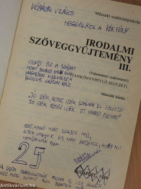 Irodalmi szöveggyűjtemény III.