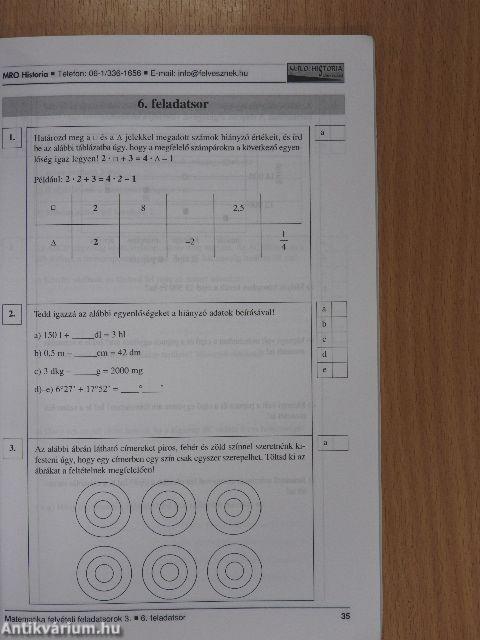 Matematika felvételi feladatsorok 3.