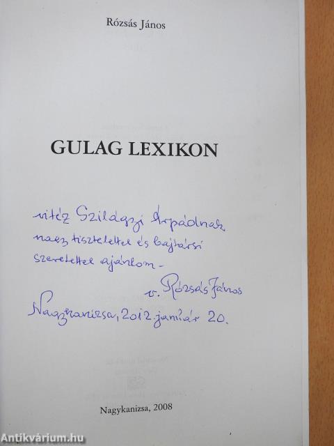 Gulag lexikon (dedikált példány)