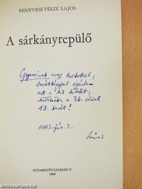 A sárkányrepülő (dedikált példány)