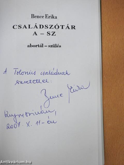 Családszótár A-SZ (dedikált példány)