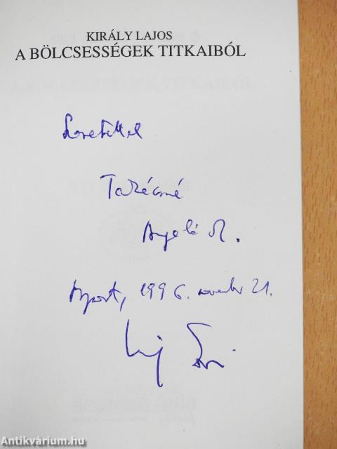 A bölcsességek titkaiból (dedikált példány)