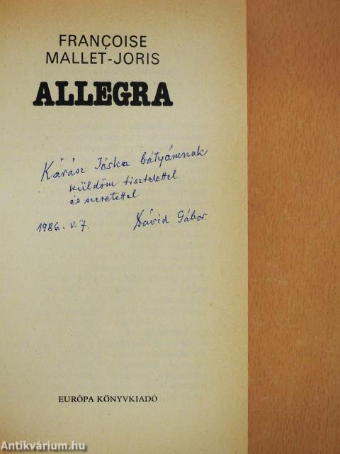 Allegra (dedikált példány)