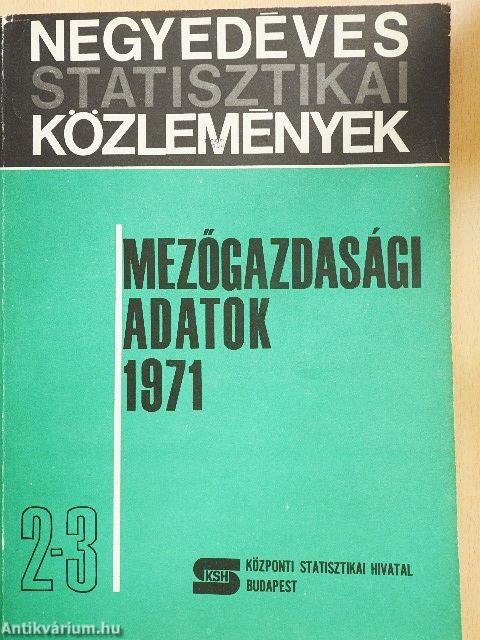 Mezőgazdasági adatok 1971/2-3