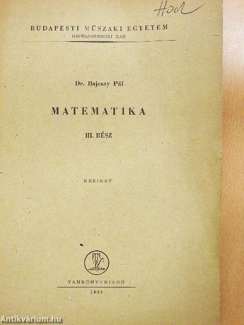 Matematika III.