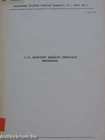 A 24. nemzetközi geológiai kongresszus Montreálban