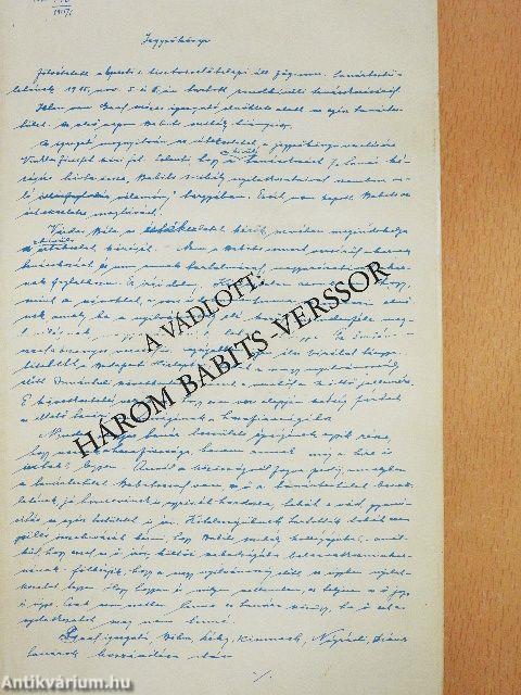 A vádlott: Három Babits-verssor