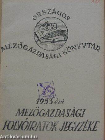 Országos Mezőgazdasági Könyvtár 1953 évi mezőgazdasági folyóiratok jegyzéke
