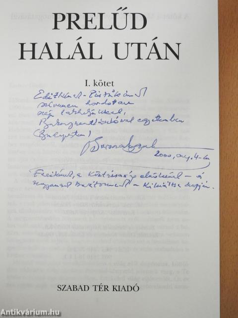 Prelűd halál után I-III. (dedikált példány)