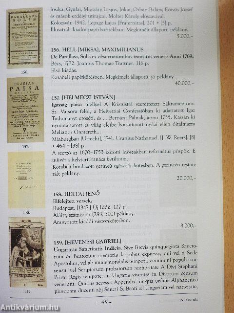 Honterus Antikvárium 75. Aukció