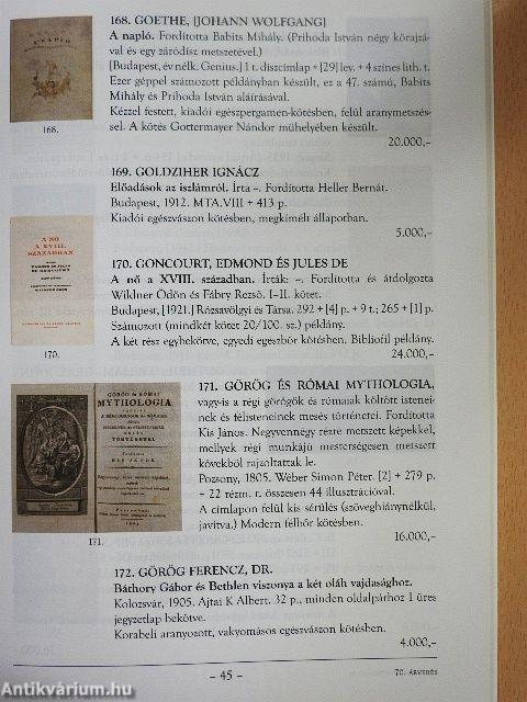 Honterus Antikvárium 70. Aukció