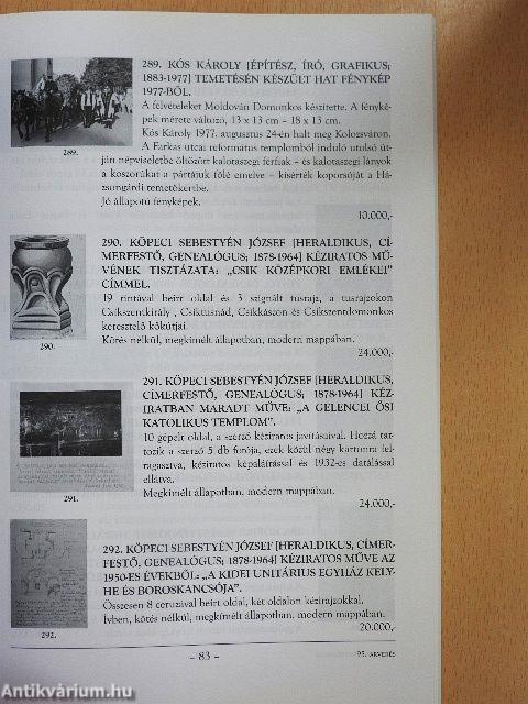 Honterus Antikvárium 95. aukció