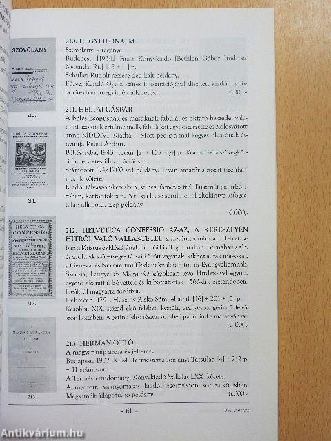 Honterus Antikvárium 95. aukció