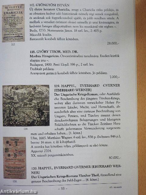 Honterus Antikvárium 65. Aukció