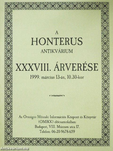 A Honterus Antikvárium XXXVIII. árverése