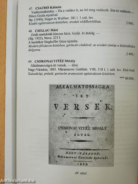 A Honterus Antikvárium XXXVIII. árverése