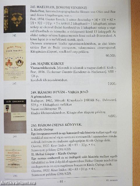 Honterus Antikvárium 87. Aukció