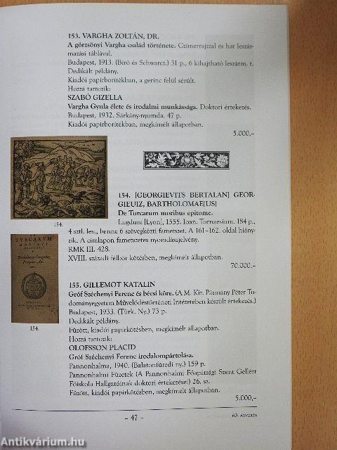 Honterus Antikvárium 60. Aukció