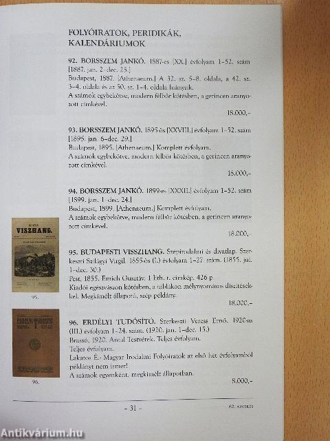 Honterus Antikvárium 60. Aukció