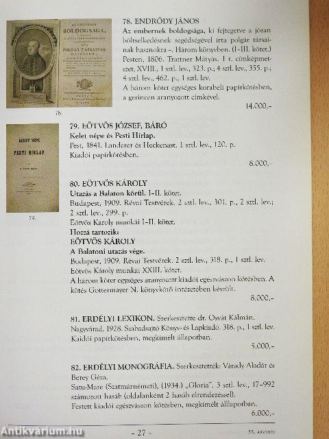 Honterus Antikvárium 55. Aukció